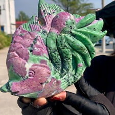 4.02LB Natural green ruby zoisite (anylite) hand carved underwater world therapy picture