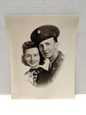 Vintage Photo Affectionate Man Woman Couple Soldier And Sweetheart picture
