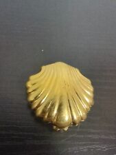 Vintage Estee Lauder Sea Shell Powder Compact Goldtone 1.5in picture