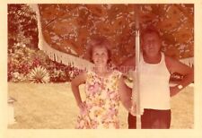 1960's COUPLE Found PHOTO Color  Original Snapshot VINTAGE 97 18 J picture