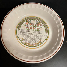 Vintage PORCELAIN CERAMIC 11” CHEESECAKE PIE DISH WITH RECIPE picture