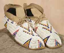Old American Sioux Style Suede Leather Handmade Beaded Moccasins MCN112 picture