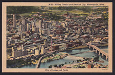 Minnesota-MN-Minneapolis-Milling District-Bird's Eye View-Vintage LInen Postcard picture