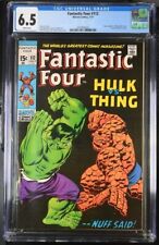 FANTASTIC FOUR #112 CGC 6.5 CLASSIC HULK VS THING BATTLE WHITE PAGES picture