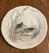 Sologne By Faiencerie De Gien Luncheon Dessert Plate 9” Birds Two Snipes picture