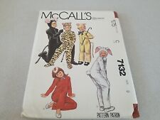 Vintage 1980s McCall's 7132 Childrens Bunny Cat Mouse Costume Pattern Sz 6 Cut picture