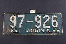 VINTAGE - 1956 WEST VIRGINIA LICENSE PLATE - 97 926 (A31 picture