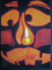 UNUSED vintage greeting card Sunrise HALLOWEEN Jack-O-Lantern Close-Up w/ Candle picture
