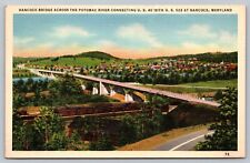 Hancock MD - Hancock Bridge - Potomac River - Train - Posted 1944 picture