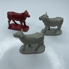 E Vtg Retro 60s 70s Plastic Resin Toy Farm Animals Western Cow Bull Red Gray picture