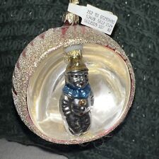 Vintage Large Diorama Indent Blown Glass Polonaise Clown Christmas Ornament 4.25 picture