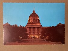 Night Scene Harrisburg PA Capitol Building Vintage 1964 Postcard picture