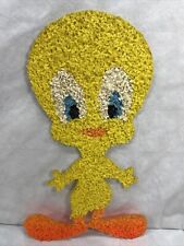Fun Vintage 70s Melted Plastic Popcorn Art Looney Tunes Tweety Bird 20.5
