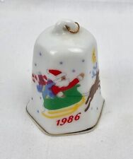 Lillian Vernon Porcelain Bell 1986 Santa Sleigh Reindeer 2
