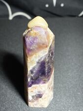 Amethyst Banded Chevron Crystal Gemstone Six Sided Tower Point Specimen  88 Gram picture