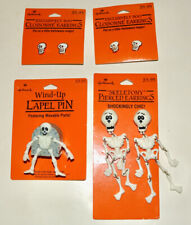 Hallmark vintage Halloween Boo Bazaar skeleton earrings and pin lot set picture