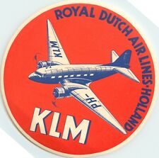 KLM ROYAL DUTCH AIRLINES ~HOLLAND~ Old & ORIGINAL Luggage Label, c. 1950 picture