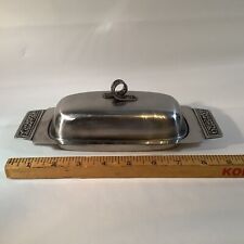 VTG  MCM 1970s Covered Butter Dish Stainless Steel Ornate Design JAPAN See Pics picture