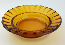 Vintage Amber Round Glass Ashtray MCM Glass Multiply Cigarette Slots picture