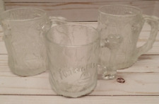 3 VTG 1993 McDonald's Flintstones RocDonalds 3D Glass Mugs Cup made in France picture