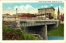 Market Street Bridge Wheeling West Virginia W VA White Border Postcard c1915 picture