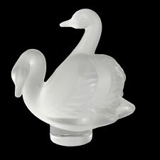Lalique France Double Glass Swan Crystal Frosted Figurine Signed 3