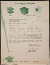 1954 Lit-Ning Letterhead Fresno CA Glencoe IL MCM Office Furnishings Supplies picture
