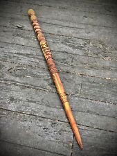 Vintage Early 1990s Lahaina Hawaii Heavy Red Oak Hand Carved Tiki Walking Stick picture