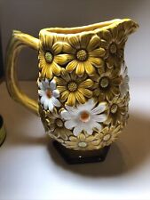 Vintage Fred Roberts & Co Golden Harvest Daisy Pitcher  6.5” picture
