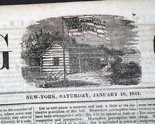 Rare WILLIAM HENRY HARRISON Campaign Horace Greeley as Publisher 1841 Newspaper picture