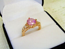 Ahoy: Sapphire (Pink) ring Size 5.25, White Sapphire, 10K yel gold plating #2093 picture