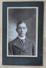 Madison, IN  inscribed Cabinet Card sm. 1901 handsome man ID Tom, G.L. Spaulding picture