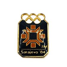VTG Sarajevo 1984 Winter Olympics Lapel Hat Tie Pin Olympics Enamel Gold Toned picture