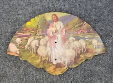 VINTAGE 1940s TRI FOLD FAN SHEPHERD JESUS picture
