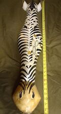 39 Inch Large Hand carved Wooden Zebra Mask African Style Indonesia? Pre-owned  picture