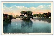 1916 Rock River North from Central Bridge Beloit Wisconsin WI Posted Postcard picture