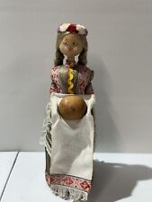 Vintage Doll Handmade Corn Husk Figurine Folk Art Embroidery Detail Culture picture