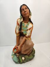 1980 Native American Woman Universal Statutary #693 Chalkware Figure Vintage 14