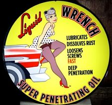 LIQUID WRENCH, PIXIE GIRL  PORCELAIN COLLECTIBLE, RUSTIC, ADVERTISING  picture