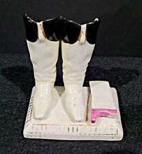 Antique/Vintage French Figural Boots Porcelain Match Holder with Match Striker picture