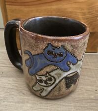 Studio Art Pottery CATS Mara Mexico Coffee Mug Tea Cup Folk Art 16 oz Signed picture