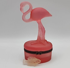 Pink Plastic Flamingo Hinged Trinket Box w/ Fish Trinket picture