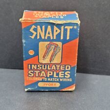 Vintage Mid Century Box of SNAPIT Insulated Staples White picture
