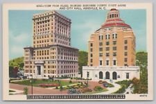 Linen~Plaza Buncombe County Courthouse & City Hall Asheville NC~Vintage Postcard picture