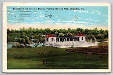 Band Stand & Open Air Dancing Pavilion Park Milwaukee Wis C1927 WB Postcard C24 picture