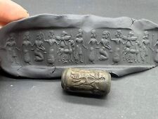 Rare Old Ancients Sumerian Mesopotamian Historical Story Scenes Intaglio Cylinde picture