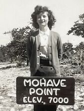 ZC Photo Beautiful Woman Pretty Lovely Lady Mohave Point Wood Sign 7000 Ft 1948 picture