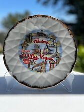Vintage LAS VEGAS NEVADA - Porcelain Souvenir Plate Gold Trim picture