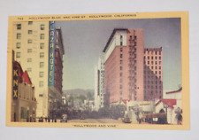 Vintage Postcard- 762. Hollywood Blvd & Vine. Hollywood, CA. Posted 1948 picture