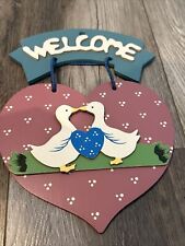 Welcome Sign Hanging Wood Snow Winter Ducks Goose Geese Design Farmhouse picture